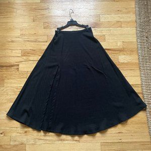 Reformation Ribbed A-Line Flowy Midi Skirt w/ Side Slit, Black, Sz XS